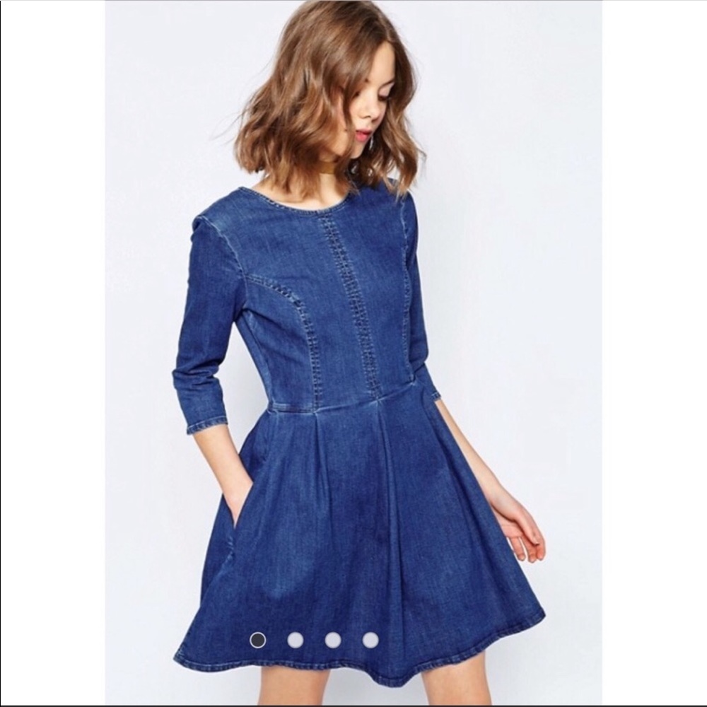 Fit and Flare Denim Dress (with Pockets)